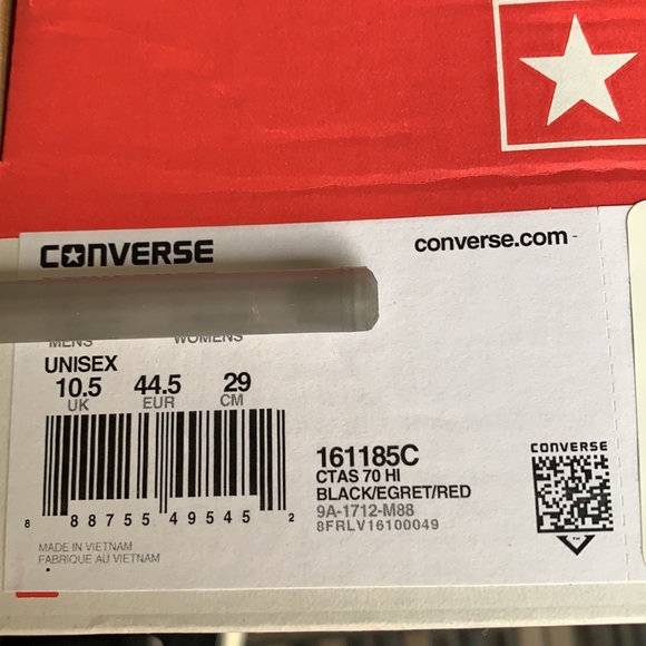 CONVERSE CTAS 70 HI I LOVE NY Black/Egret/Red MENS - Picture 16 of 16